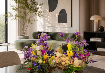 Aranjament floral de Paște „Easter Garden” – decor rustic de primăvară