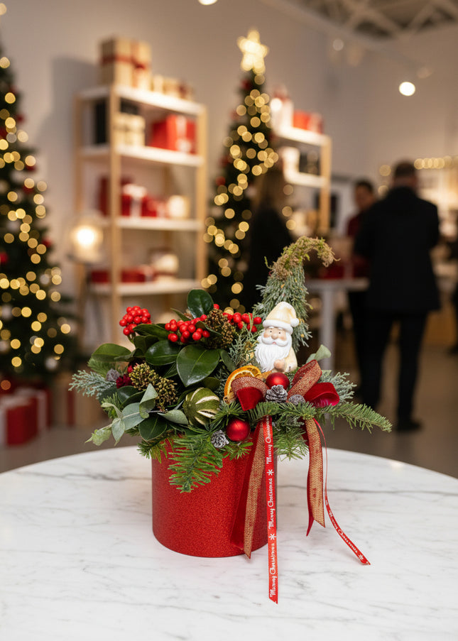 Aranjament Crăciun "Santa's Garden" cu Skimmia și Brad