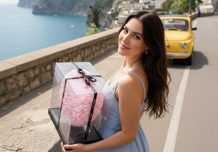 Aranjament de Lux "Pink Diamond Heart" în Vitrină Deluxe
