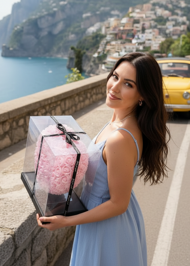 Aranjament de Lux "Pink Diamond Heart" în Vitrină Deluxe