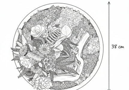 Tablou Biophilic Circular „Emerald Orb” – Panou Decorativ Handmade cu Mușchi, Licheni și Relief de Pădure