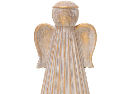 Statuetă Înger Artizanal din Ceramică cu Patină Aurie