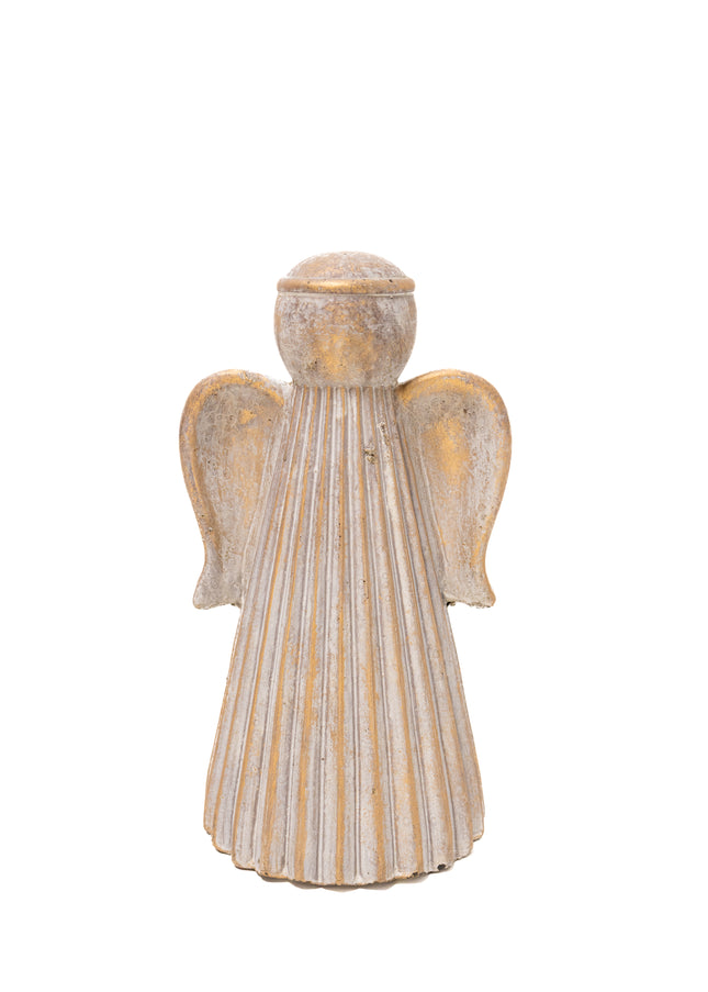 Statuetă Înger Artizanal din Ceramică cu Patină Aurie