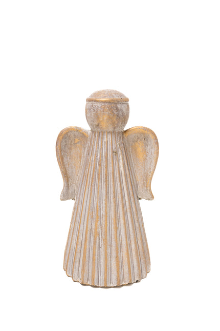 Statuetă Înger Artizanal din Ceramică cu Patină Aurie