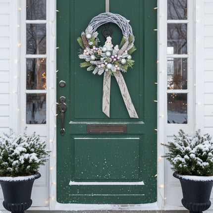 Coroniță Crăciun "Pastel Nutcracker" pe Lemn Împletit