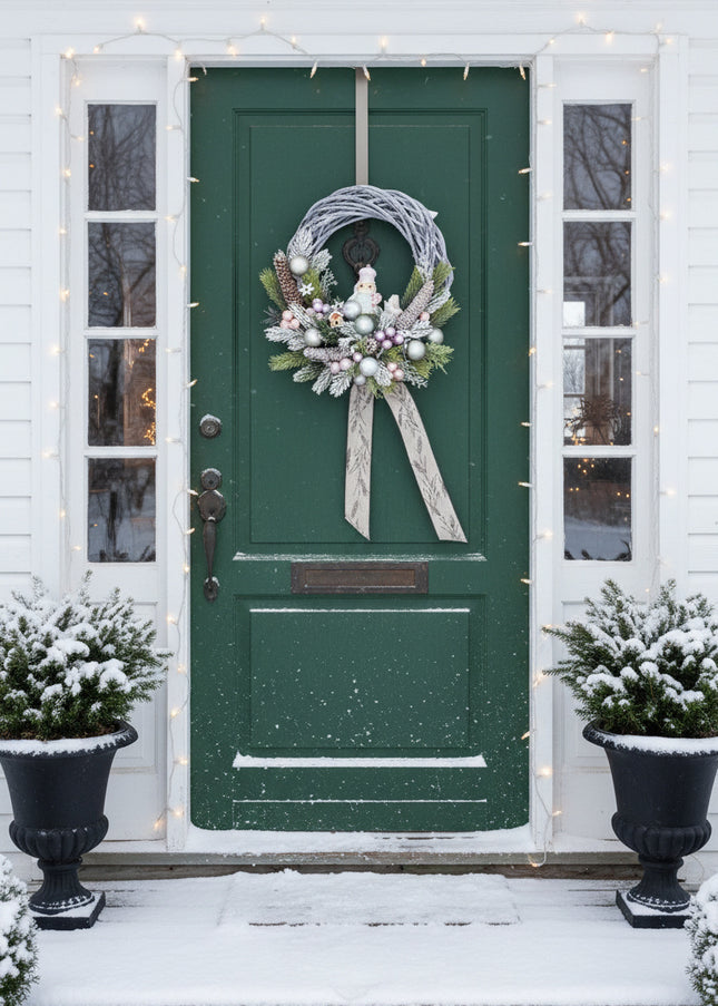 Coroniță Crăciun "Pastel Nutcracker" pe Lemn Împletit