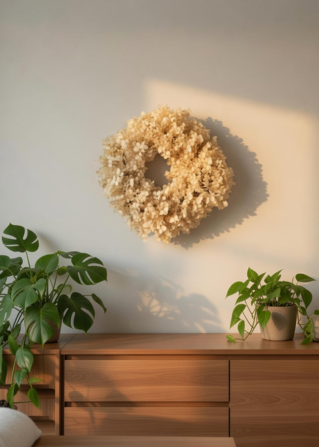 Coroniță din Hortensie Criogenată – Aranjament Floral Elegant Nuanță Pastel