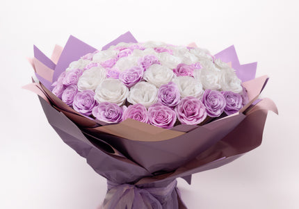 Buchet de Lux „Lavender Diamond Bouquet” cu 101 Trandafiri Imperiali