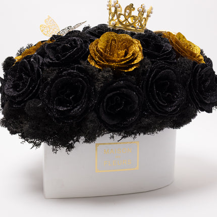 Aranjament de Lux "Midnight Royalty Heart" cu Coronetă