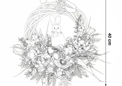 Coroniță florală de Paște „Easter Nest” – decor festiv cu iepuraș, flori și accente naturale