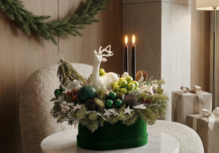 Aranjament Festiv „Emerald Forest & White Deer”