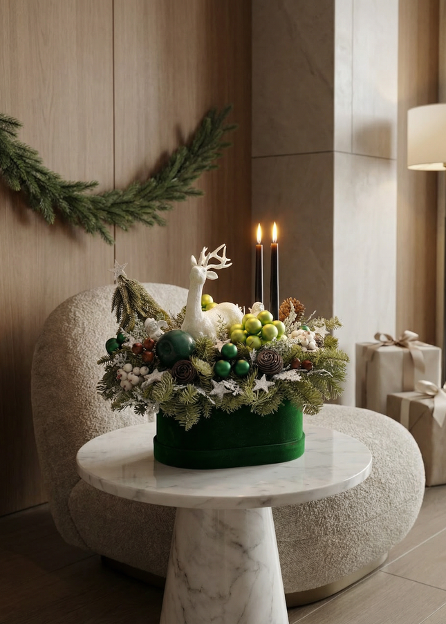 Aranjament Festiv „Emerald Forest & White Deer”