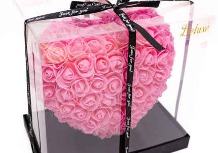 Aranjament de Lux Inima „Pink Velvet Heart” Artizanal