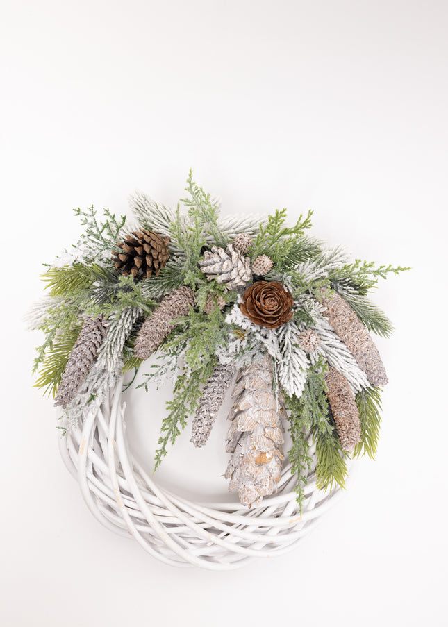 Coroniță Crăciun "Winter Forest" pe Lemn Natural Alb