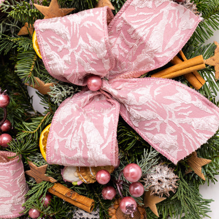 Coroniță Crăciun "Pink Frost Harmony" Mix Brad Natural