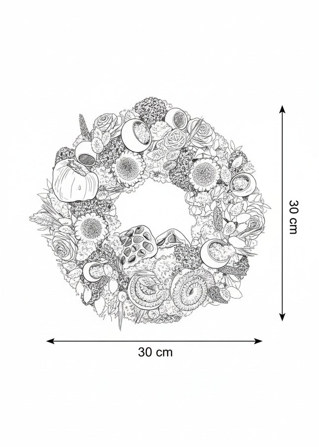 Coroniță Biophilică „Ruby Moss Garland” – Aranjament Handmade cu Licheni, Mușchi Stabilizat și Flori Roșu Intens