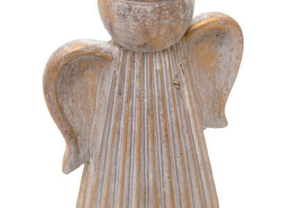 Statuetă Înger Artizanal din Ceramică cu Patină Aurie