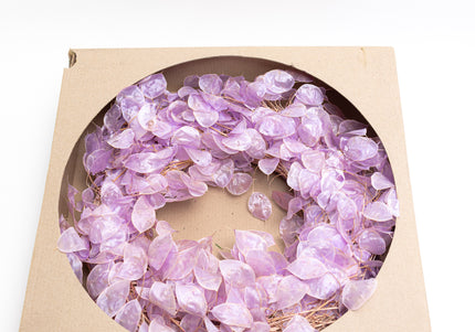 Coroniță Decorativă din Lunaria Mov – Aranjament Natural din Plante Uscate