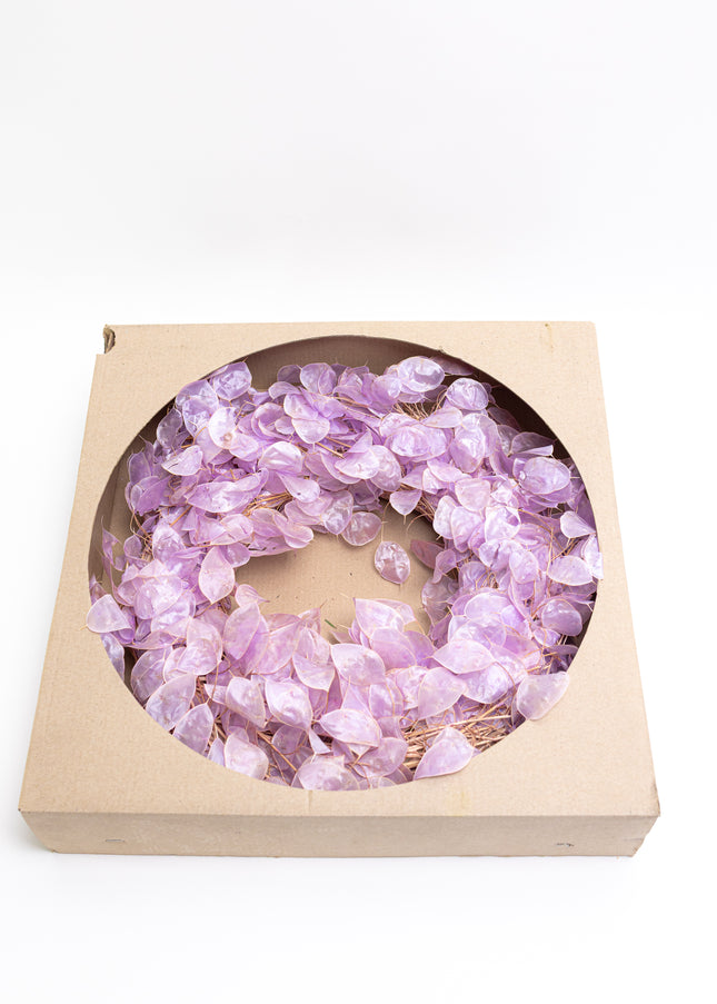 Coroniță Decorativă din Lunaria Mov – Aranjament Natural din Plante Uscate
