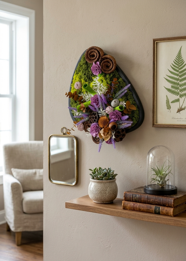 Tablou decorativ „Lavender Woods” – compoziție în tonuri de mov și verde
