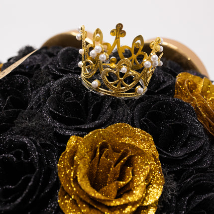 Aranjament de Lux "Midnight Royalty Heart" cu Coronetă