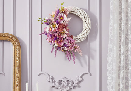 Coroniță din Răchită Albă „Blush Willow & Lavender Crescent”