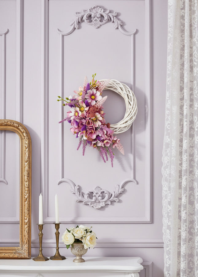 Coroniță din Răchită Albă „Blush Willow & Lavender Crescent”