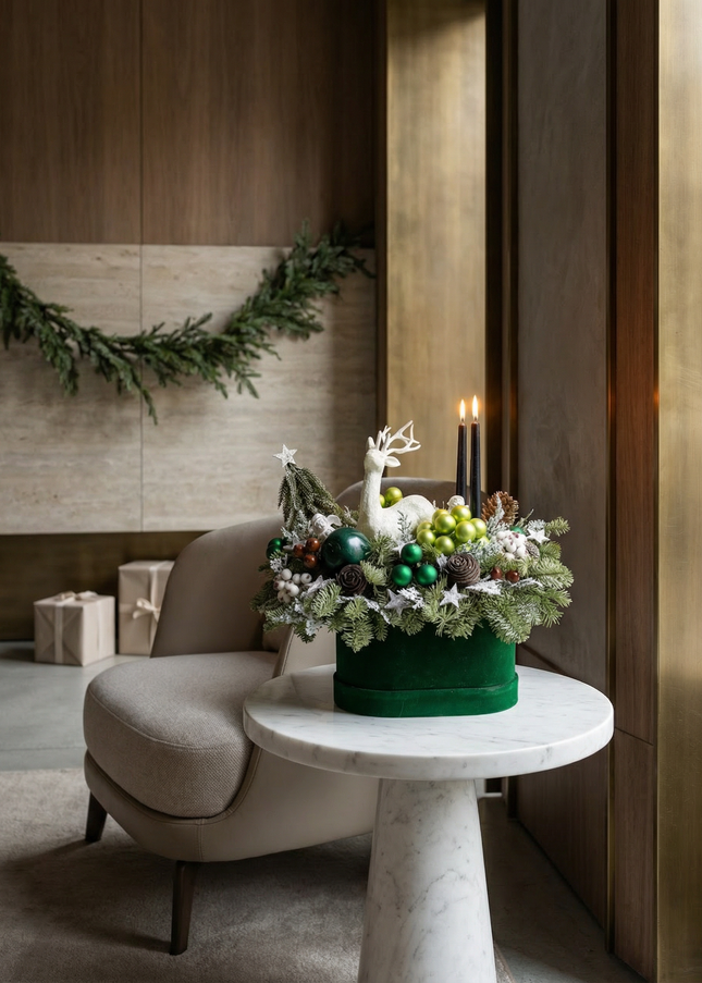 Aranjament Festiv „Emerald Forest & White Deer”