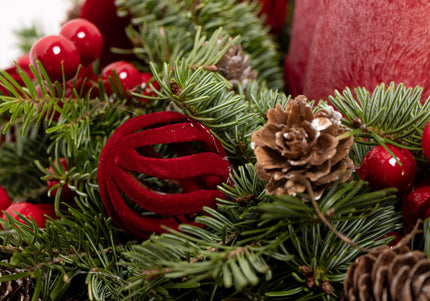 Aranjament Crăciun Advent "Velvet Crimson" din brad Nobilis