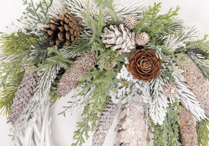 Coroniță Crăciun "Winter Forest" pe Lemn Natural Alb