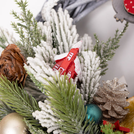 Coroniță Crăciun "Wise Owl" pe Lemn Împletit Gri-Lavandă