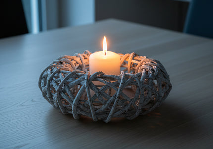 Coroniță din Răchită Albă Împletită – Bază Decorativă Naturală pentru Aranjamente Handmade