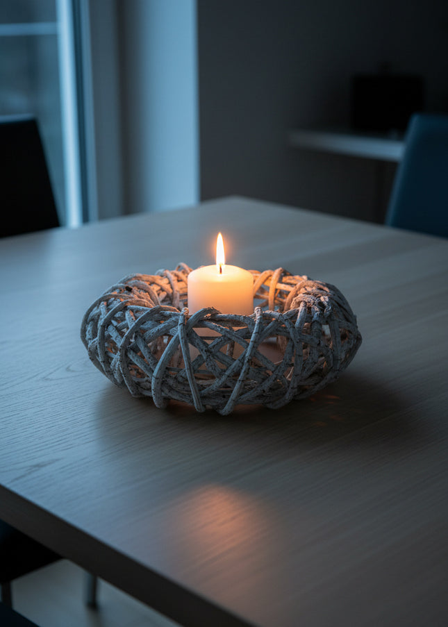 Coroniță din Răchită Albă Împletită – Bază Decorativă Naturală pentru Aranjamente Handmade