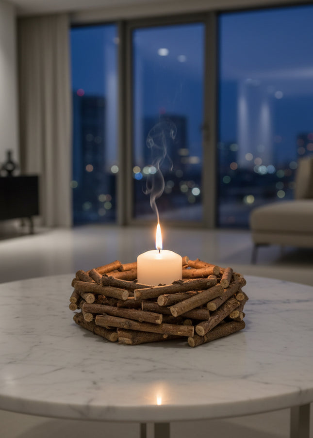 Coroniță Rustică din Lemn Natural – Bază Decorativă Manuală pentru Aranjamente de Casă