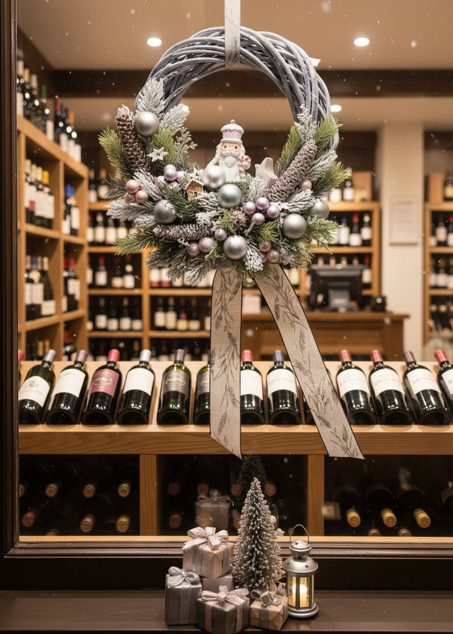 Coroniță Crăciun "Pastel Nutcracker" pe Lemn Împletit