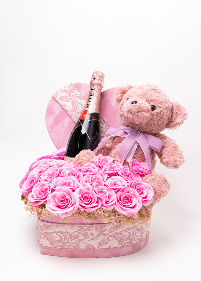 Aranjament de Lux Inima Catifea „L'Amour de Moët”