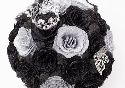 Aranjament de Lux "Silver Onyx Majesty" cu Coronetă Imperială
