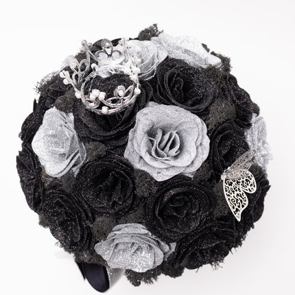 Aranjament de Lux "Silver Onyx Majesty" cu Coronetă Imperială