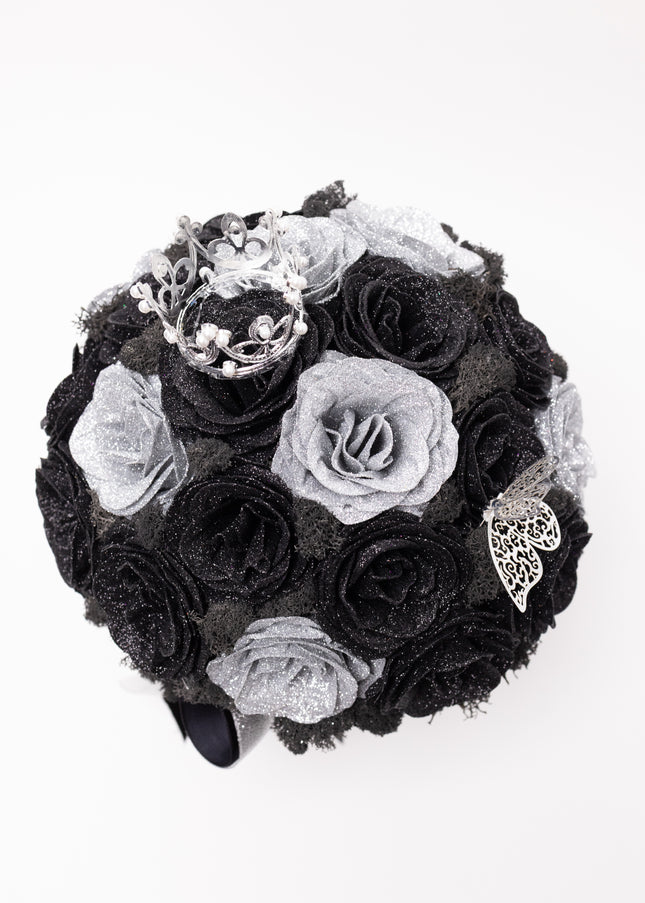 Aranjament de Lux "Silver Onyx Majesty" cu Coronetă Imperială