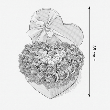 Aranjament Inimă Lux Trandafiri Săpun Roz-Alb