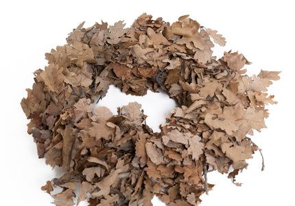 Coroniță Decorativă din Frunze de Stejar Uscate – Aranjament Natural Rustic, Tonuri Cafenii