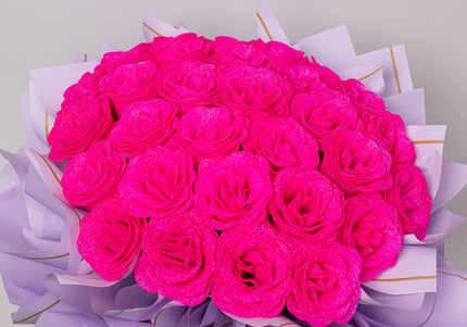 Buchet Gigant "Pink Orchid" cu 69 Trandafiri și Sclipici