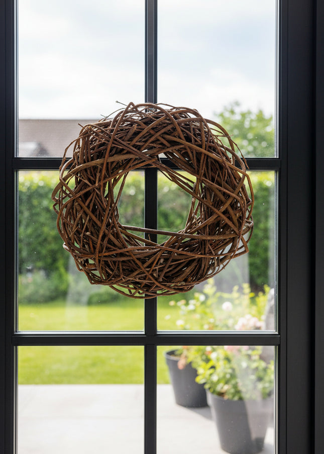 Coroniță din Răchită Naturală Maro – Bază Împletită pentru Aranjamente Florale și Decor DIY