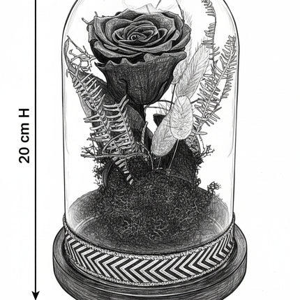 Cupolă Lux Trandafir Criogenat Negru & Decor Auriu