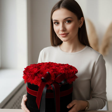 Aranjament Inimă Lux 25 Trandafiri Criogenați Roșii