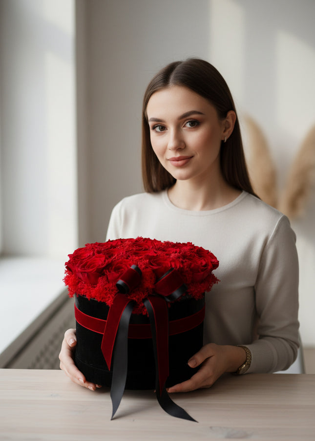 Aranjament Inimă Lux 25 Trandafiri Criogenați Roșii