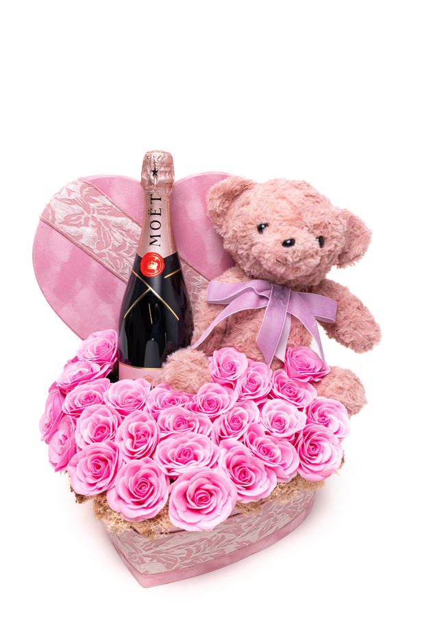 Aranjament de Lux Inima Catifea „L'Amour de Moët”