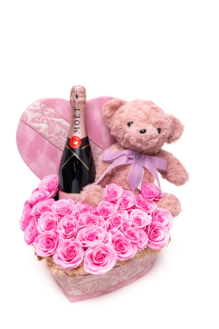 Aranjament de Lux Inima Catifea „L'Amour de Moët”