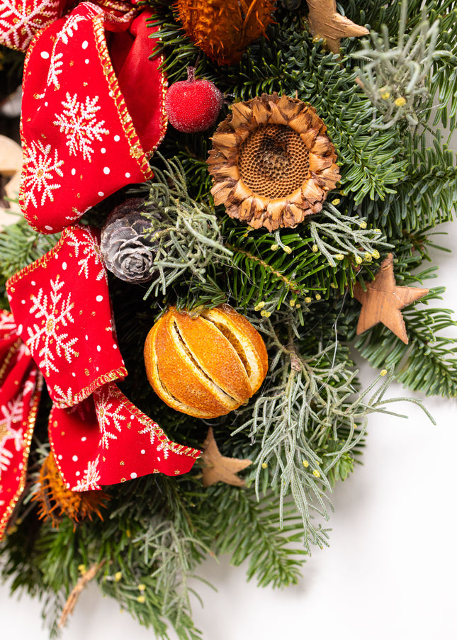 Coroniță Crăciun "Starry Red Joy" din Brad Nobilis