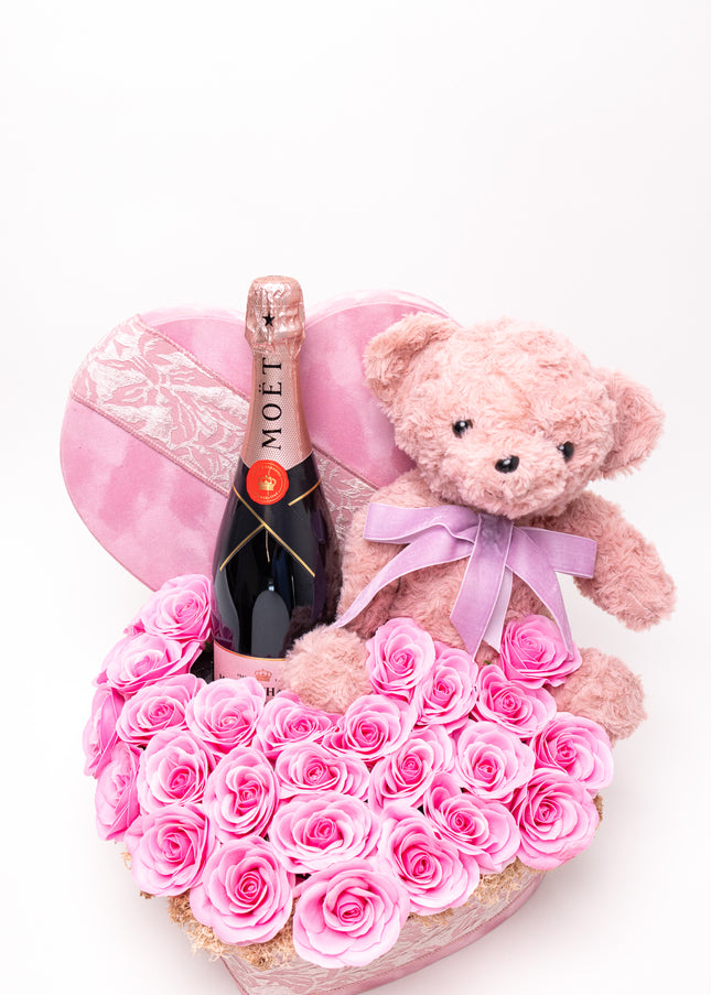 Aranjament de Lux Inima Catifea „L'Amour de Moët”